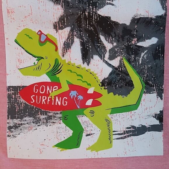 Andy & Evan New With Tags 6-9 Month Gone Surfing T-Rex Crewneck Tee & Shorts Set - Picture 4 of 12